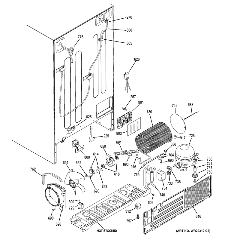 SEALED SYSTEM & MOTHER BOARD Diagram and Parts List for CSHS6UGZESS  General Electric Refrigerator
