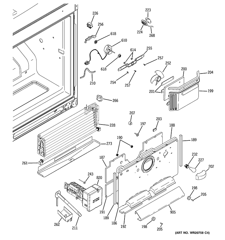 FREEZER SECTION Diagram and Parts List for PFCS1NFCASS  General Electric Refrigerator