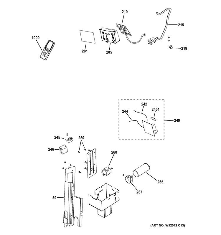 CONTROL PARTS Diagram and Parts List for AEL14AQL1  General Electric Air Conditioner