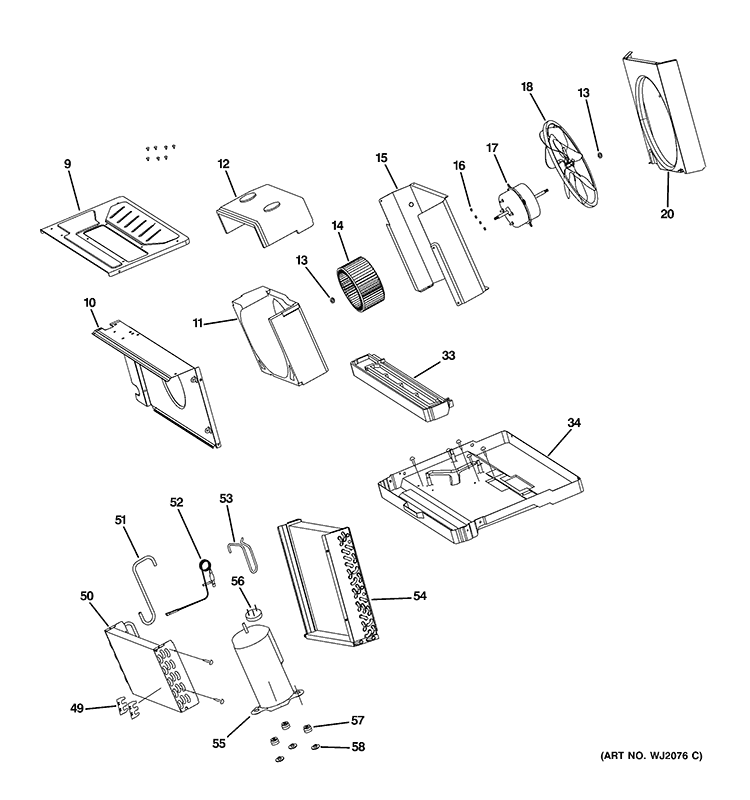 BASE PAN & UNIT PARTS Diagram and Parts List for AEN08LQQ1  General Electric Air Conditioner