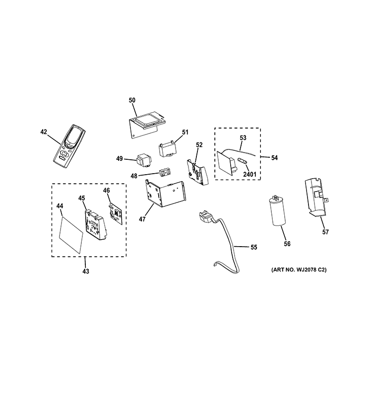 CONTROL PARTS Diagram and Parts List for AEN12AQL1  General Electric Air Conditioner