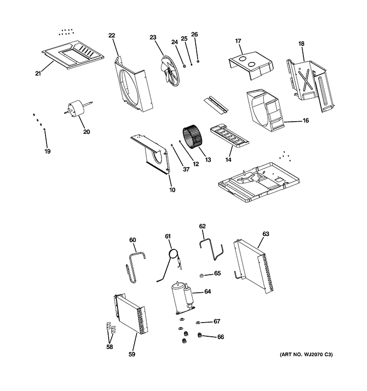 BASE PAN & UNIT PARTS Diagram and Parts List for AEN12AQL1  General Electric Air Conditioner