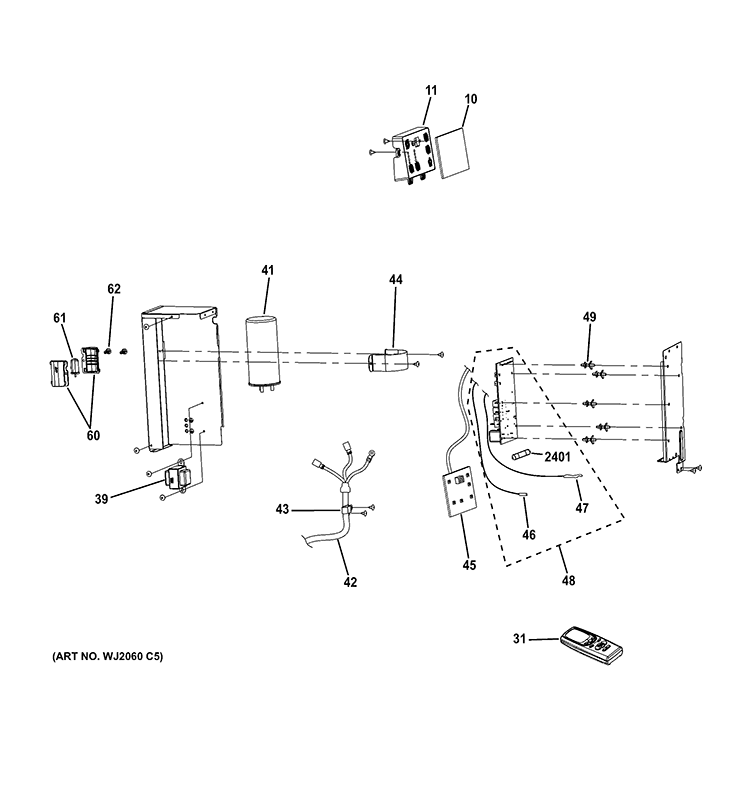 CONTROL PARTS Diagram and Parts List for AEQ12DQW1  General Electric Air Conditioner