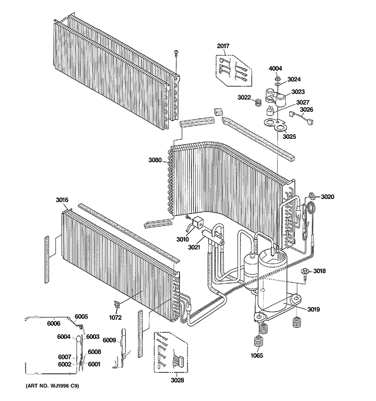UNIT PARTS Diagram and Parts List for AZ61H15DACM2  General Electric Air Conditioner