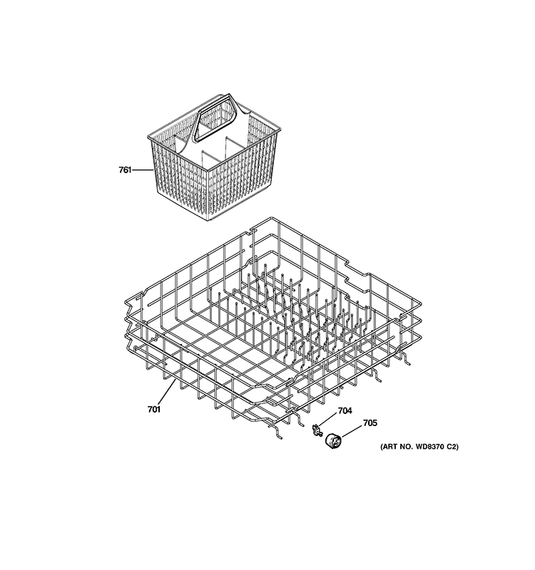 LOWER RACK ASSEMBLY Diagram and Parts List for GLD2800V00WW  General Electric Dishwasher