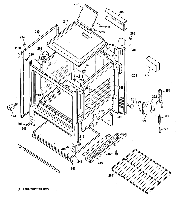 BODY PARTS Diagram and Parts List for RGB518PCD1CT  Hotpoint Range