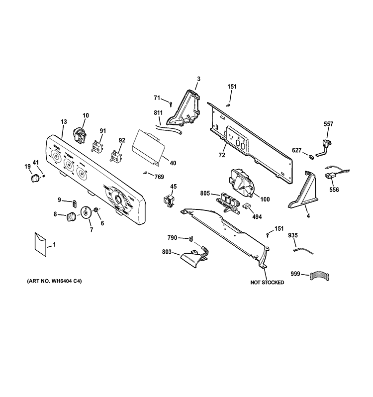 CONTROLS & BACKSPLASH Diagram and Parts List for HTWP1200D0WW  Hotpoint Washer