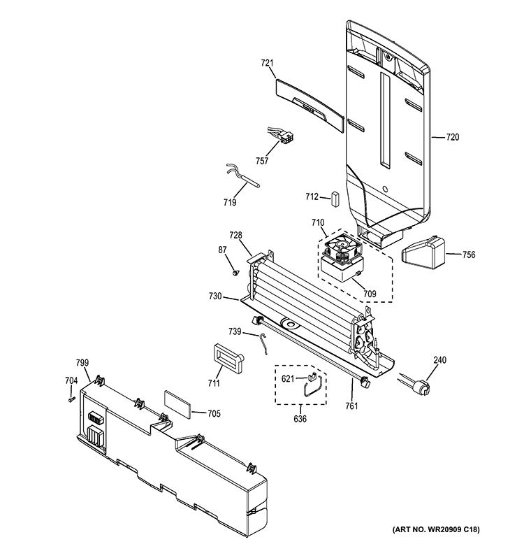 FRESH FOOD SECTION Diagram and Parts List for GNE26GSDASS  General Electric Refrigerator