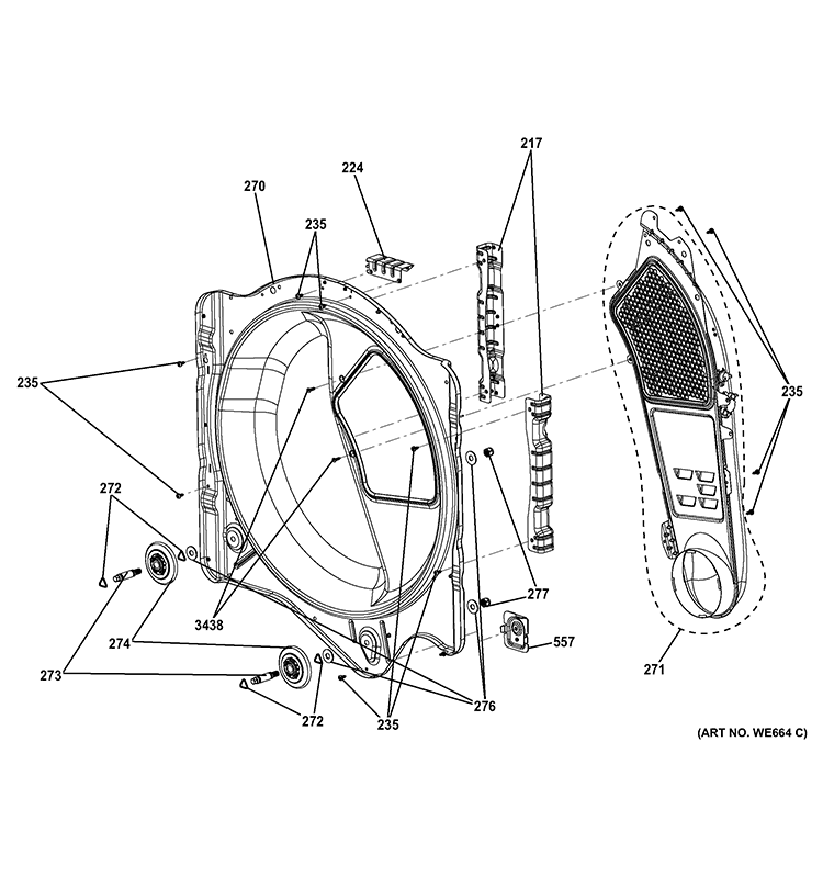 REAR ROLLER SUPPORT Diagram and Parts List for GTDL740ED0WW  General Electric Dryer