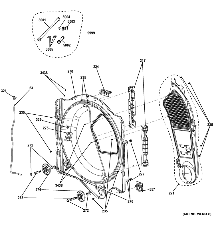 REAR ROLLER SUPPORT Diagram and Parts List for GTDS810GD0WS  General Electric Dryer