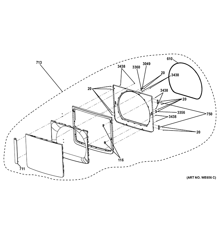 DOOR ASSEMBLY Diagram and Parts List for GTDS850GD0WS  General Electric Dryer
