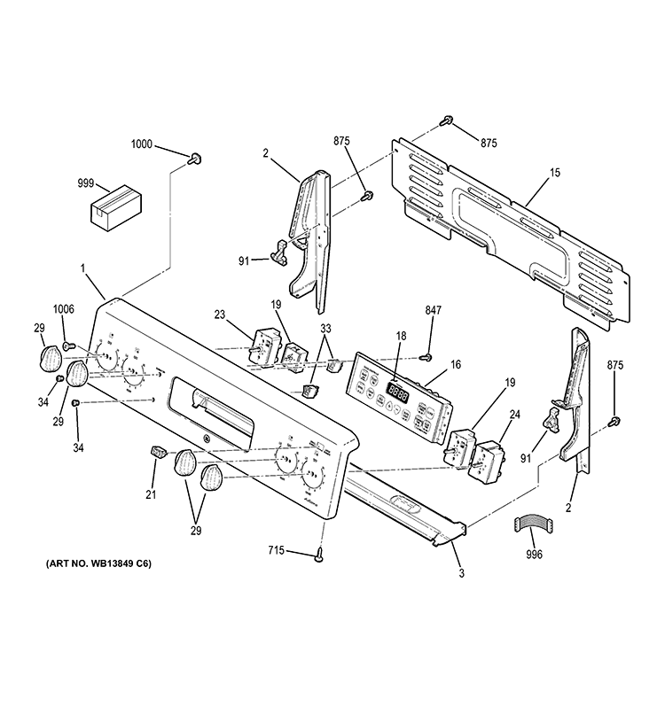CONTROL PANEL Diagram and Parts List for JB400SP8SS  General Electric Range