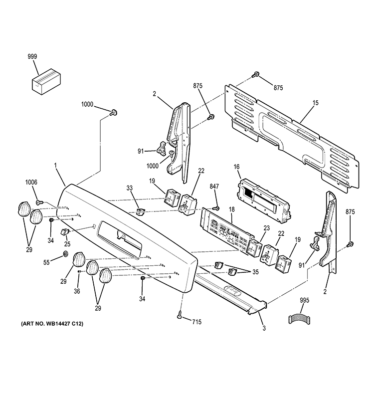 CONTROL PANEL Diagram and Parts List for JB680ST4SS  General Electric Range