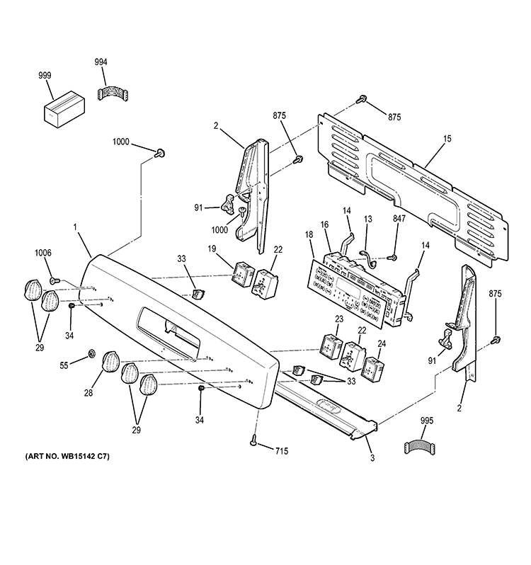 CONTROL PANEL Diagram and Parts List for JB705DT3BB  General Electric Range