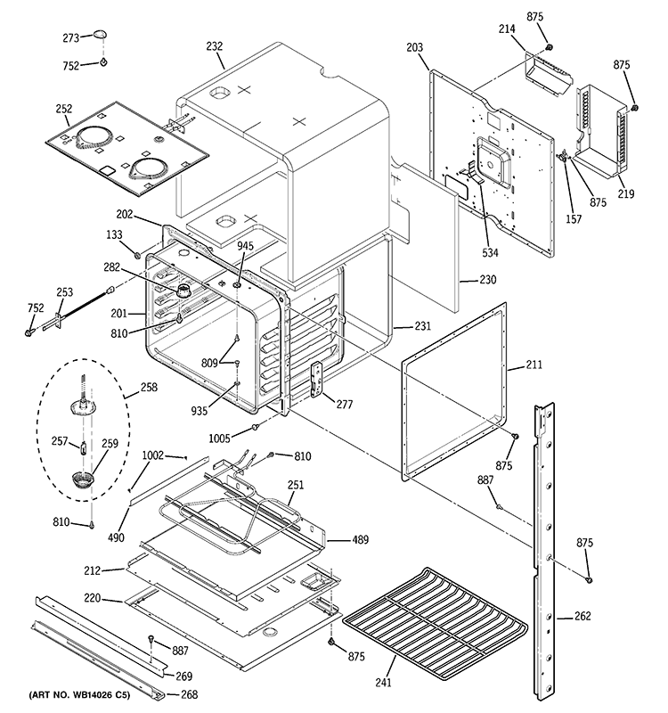 LOWER OVEN Diagram and Parts List for ZEK958SM5SS  General Electric Wall Oven