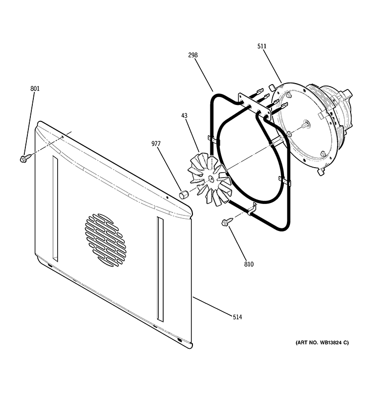 CONVECTION FAN Diagram and Parts List for ZET1PM3SS  General Electric Wall Oven