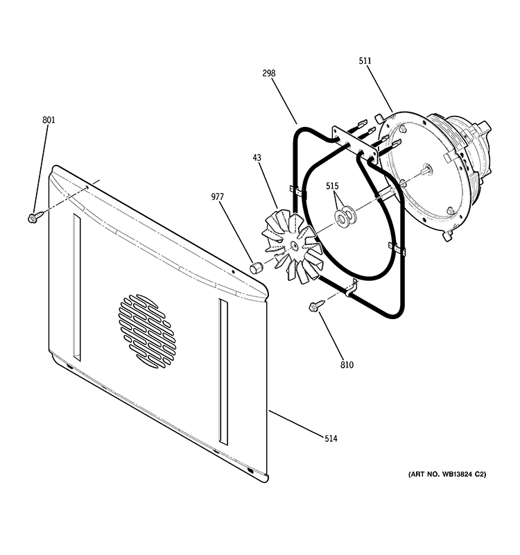 CONVECTION FAN Diagram and Parts List for ZET1PM4SS  General Electric Wall Oven