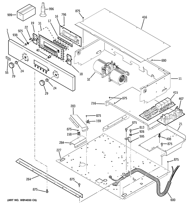 CONTROL PANEL Diagram and Parts List for ZET1SM4SS  General Electric Wall Oven