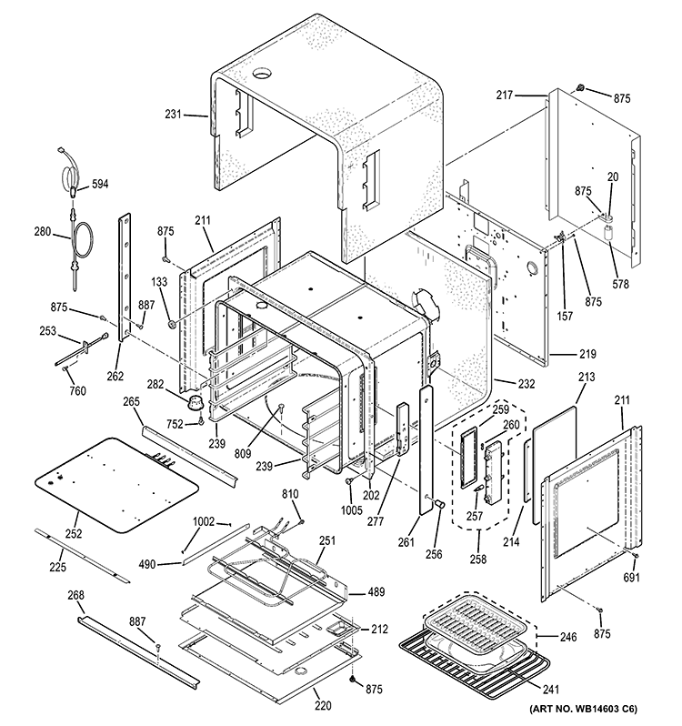 BODY PARTS Diagram and Parts List for ZET1SM4SS  General Electric Wall Oven