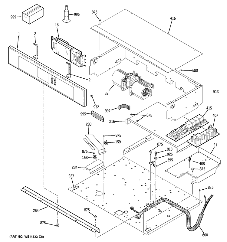 CONTROL PANEL Diagram and Parts List for ZET2RM4SS  General Electric Wall Oven