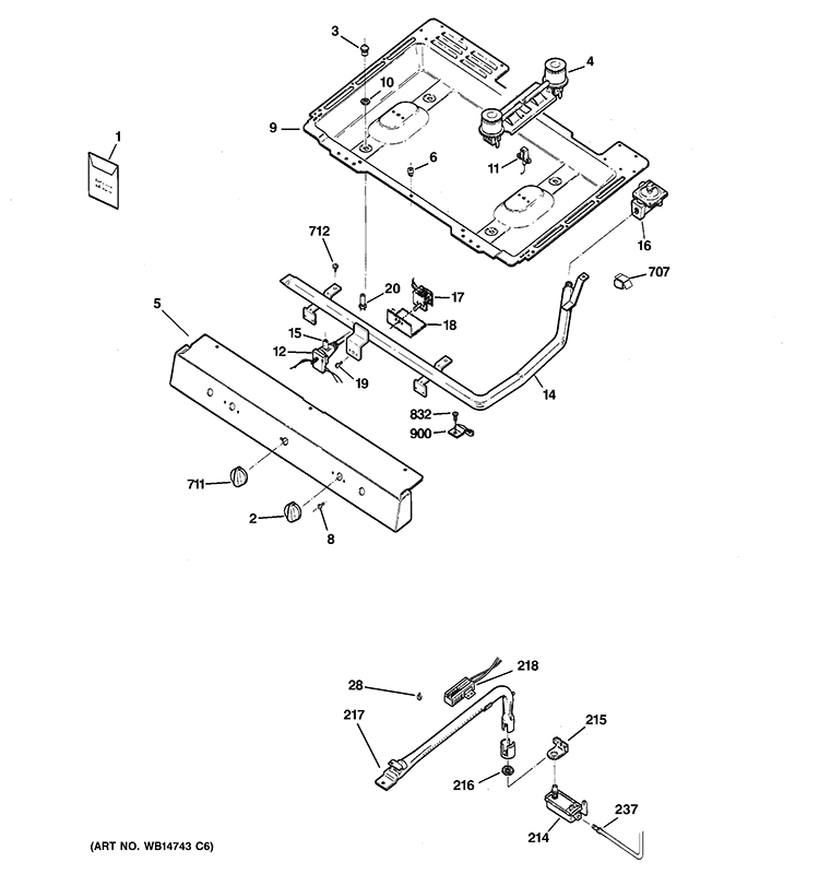GAS & BURNER PARTS Diagram and Parts List for AGBS300EP4WW  General Electric Range