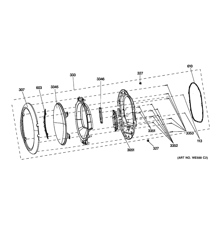 DOOR Diagram and Parts List for GFDN245GL1MG  General Electric Dryer