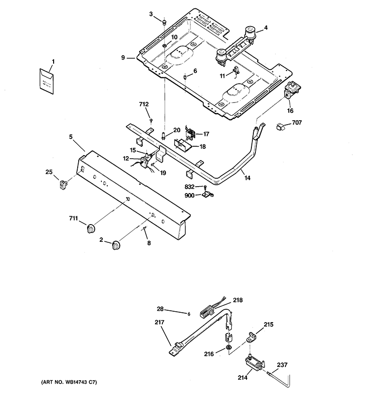GAS & BURNER PARTS Diagram and Parts List for JGBS07DET3CC  General Electric Range