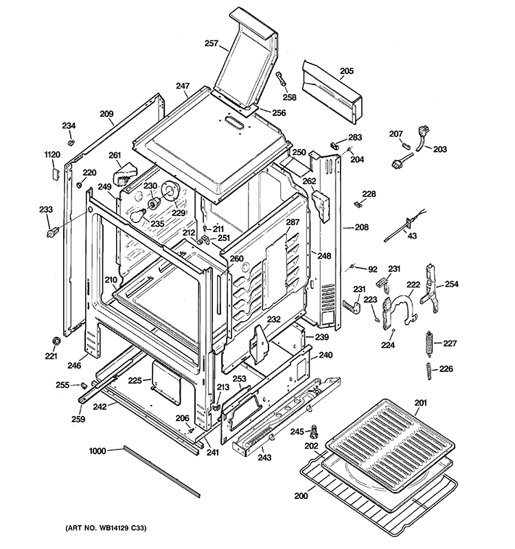 BODY PARTS Diagram and Parts List for JGBS23SET2SS  General Electric Range