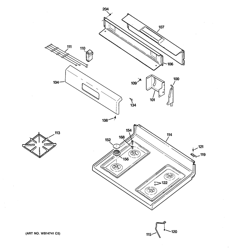 CONTROL PANEL & COOKTOP Diagram and Parts List for RGB526DET2WW  Hotpoint Range