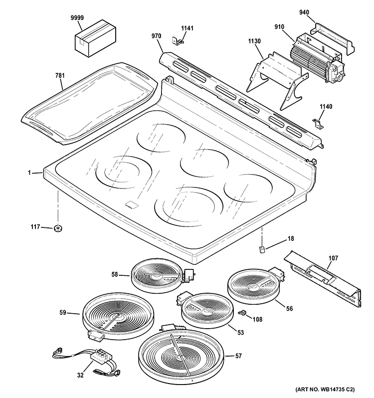 COOKTOP Diagram and Parts List for CS980ST3SS  Hotpoint Range