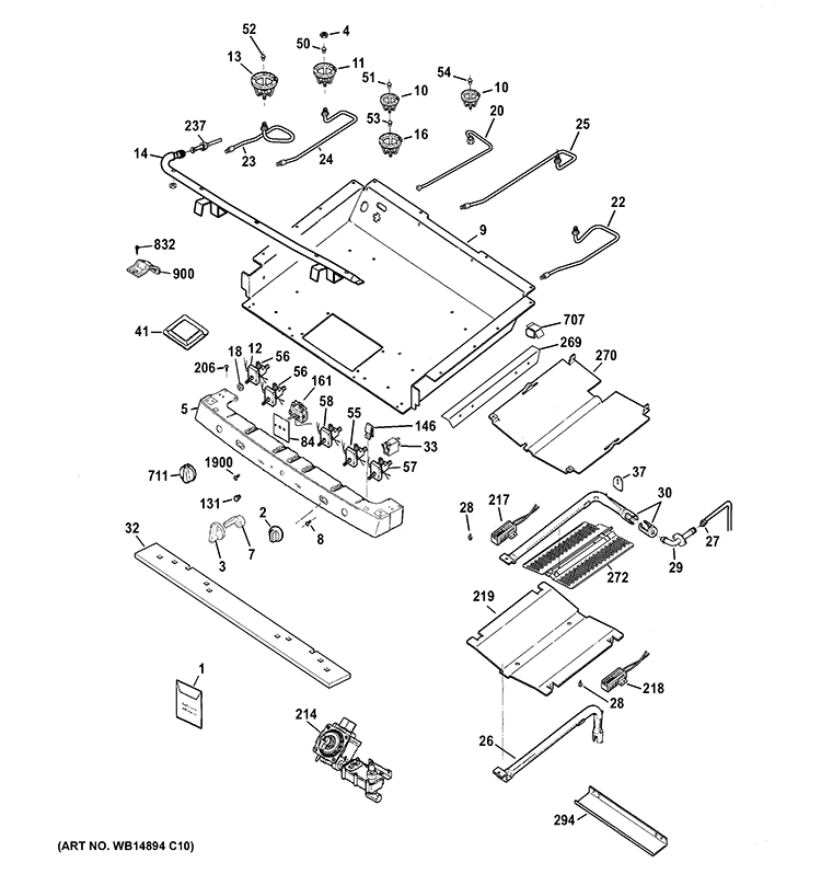 GAS & BURNER PARTS Diagram and Parts List for JGB840SET3SS  General Electric Range