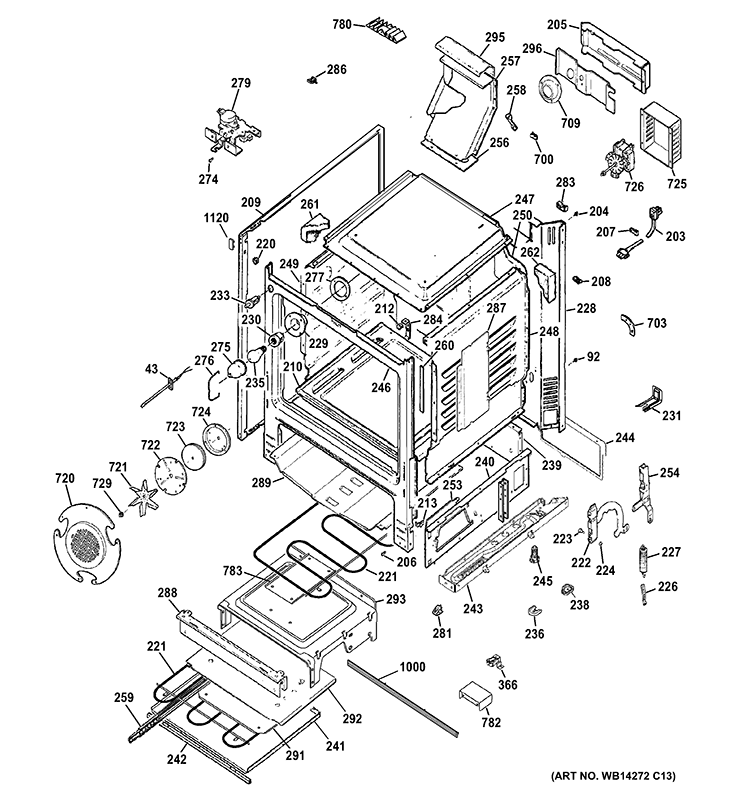 BODY PARTS Diagram and Parts List for JGB840SET3SS  General Electric Range