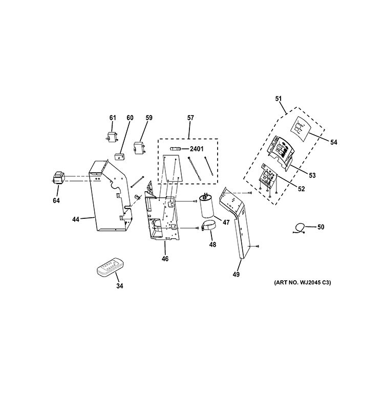 CONTROL PARTS Diagram and Parts List for AJCQ10ACDH5  General Electric Air Conditioner