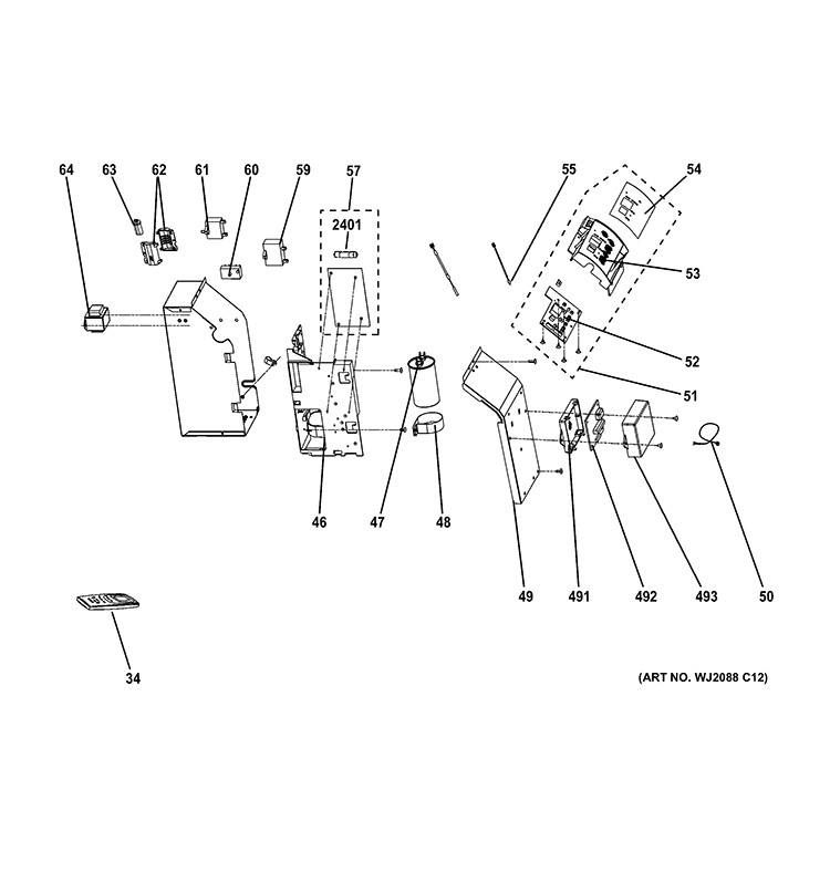 CONTROL PARTS Diagram and Parts List for AJEQ10DCEL1  General Electric Air Conditioner