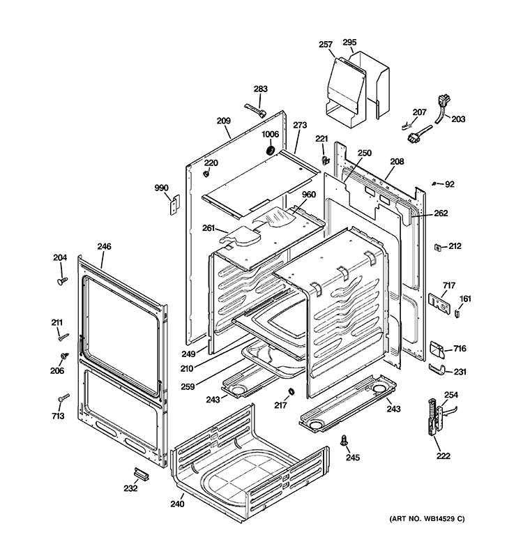 BODY PARTS Diagram and Parts List for JGAS02SEN4SS  General Electric Range