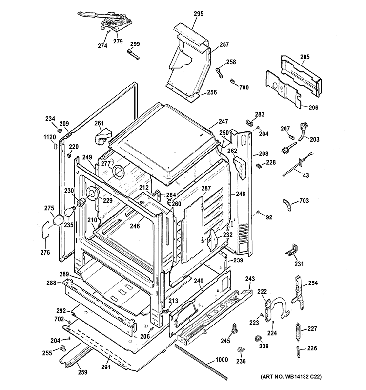 BODY PARTS Diagram and Parts List for JGBP28MET3BS  General Electric Range
