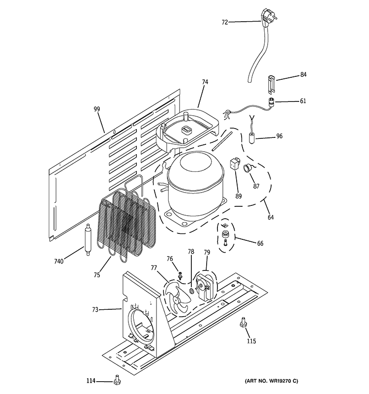 UNIT PARTS Diagram and Parts List for ZDBC240NCBS  General Electric Wine and Beverage Cooler