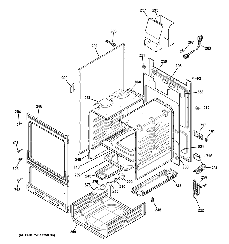 BODY PARTS Diagram and Parts List for RGA824DED1WW  Hotpoint Range