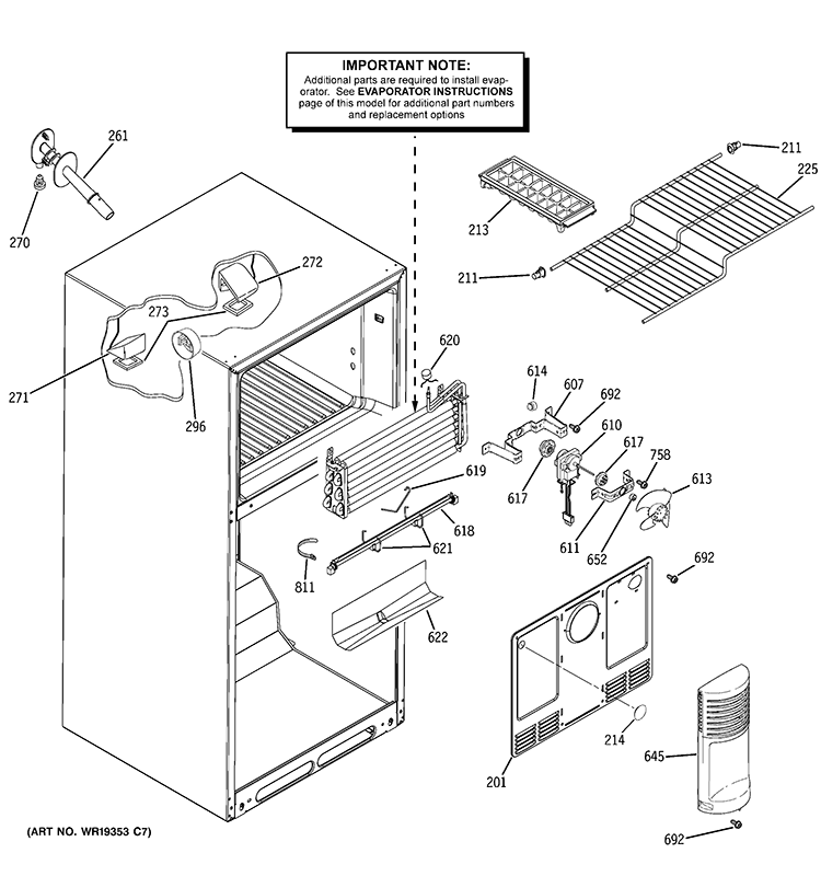 FREEZER SECTION Diagram and Parts List for GTH18DBDBRBB  General Electric Refrigerator