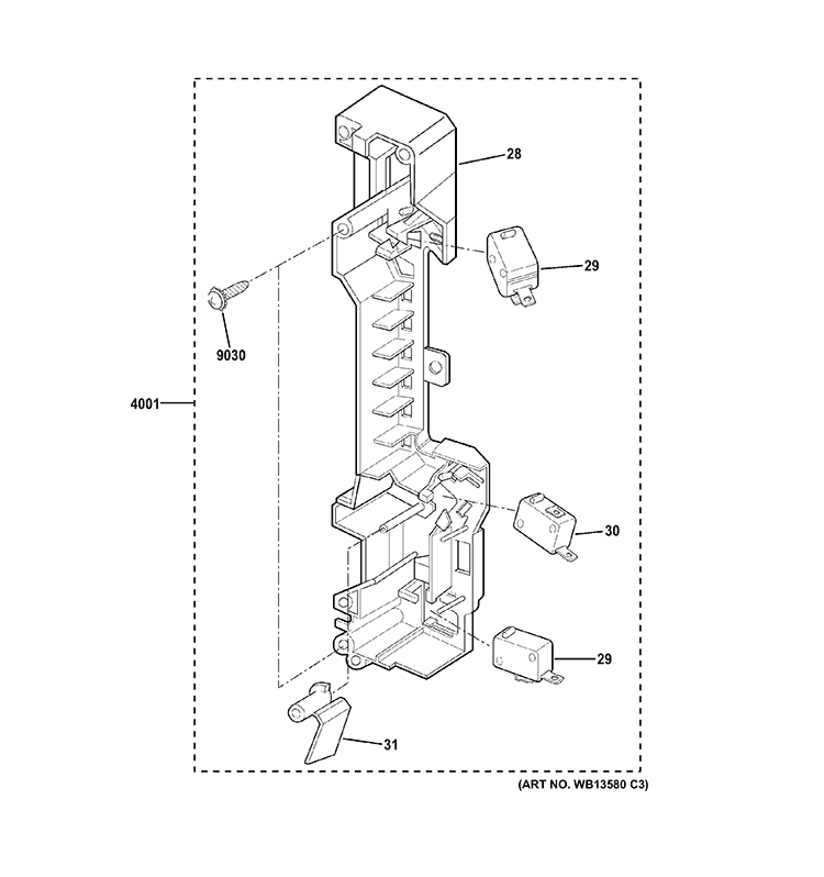 LATCH BOARD PARTS Diagram and Parts List for PVM1790SR1SS  General Electric Microwave
