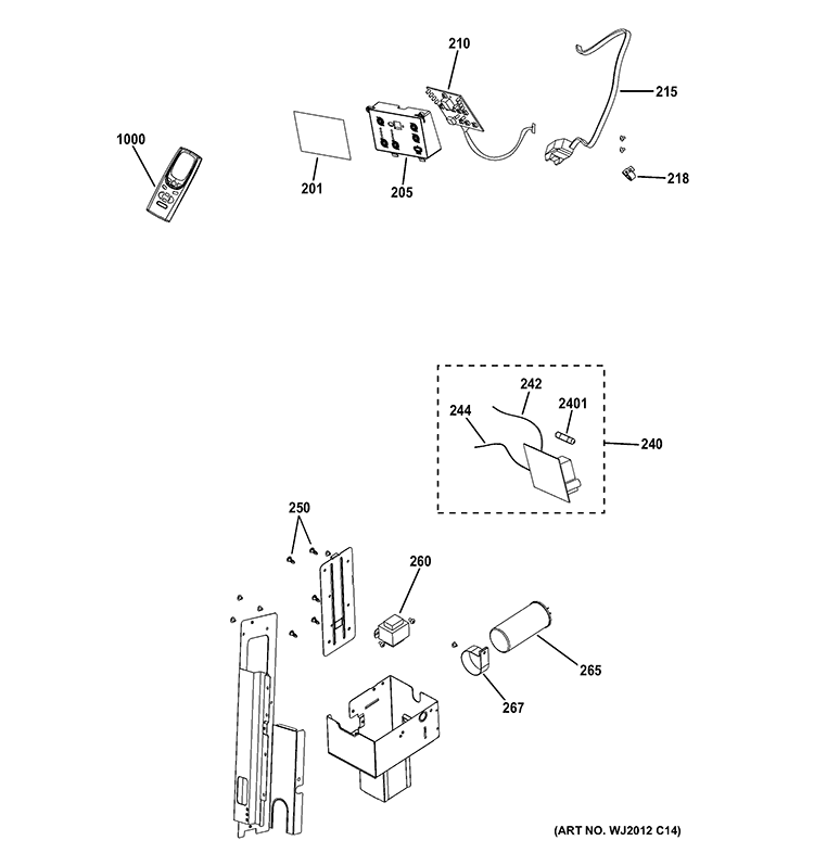CONTROL PARTS Diagram and Parts List for AEQ08APH1  General Electric Air Conditioner