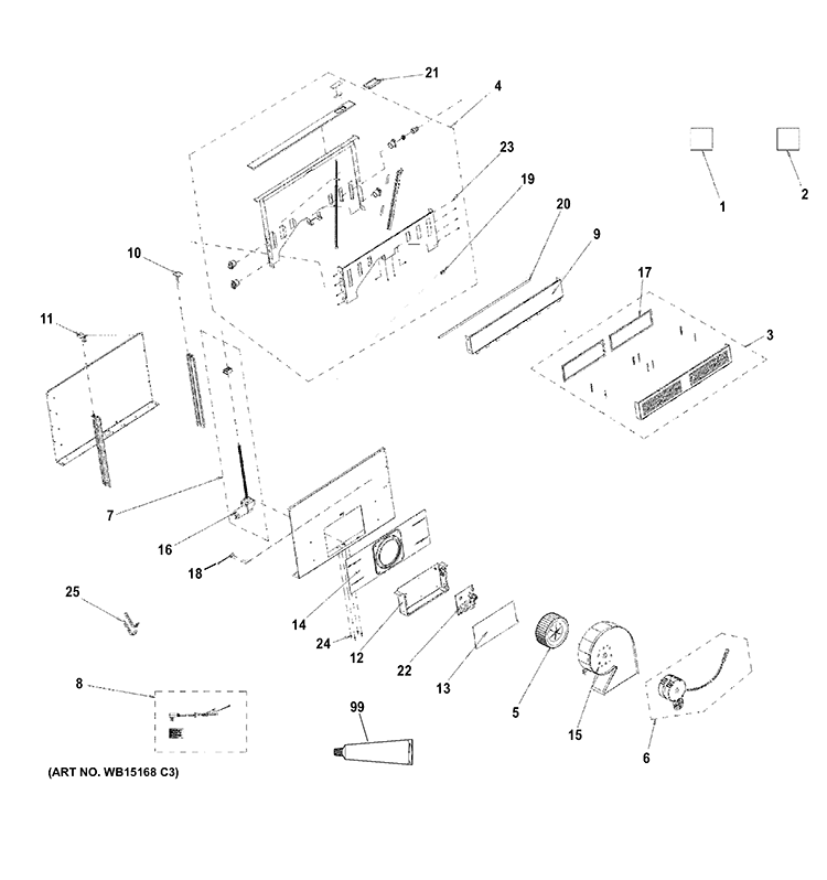 RANGE HOOD Diagram and Parts List for PVB94DT1BB  General Electric Range Hood