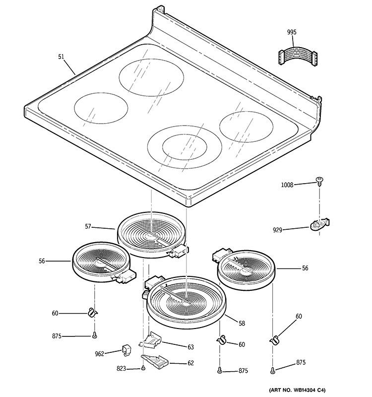 COOKTOP Diagram and Parts List for JBP66MN6BS  General Electric Range