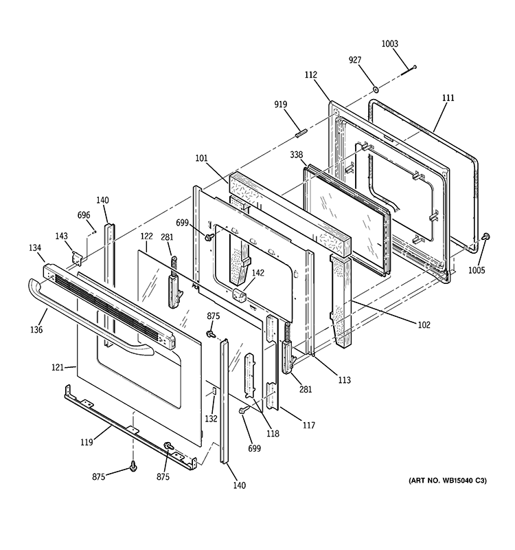 DOOR Diagram and Parts List for JBP66MN6BS  General Electric Range