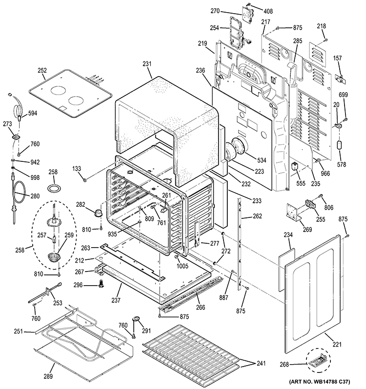 LOWER OVEN Diagram and Parts List for PB975SP2SS  General Electric Range