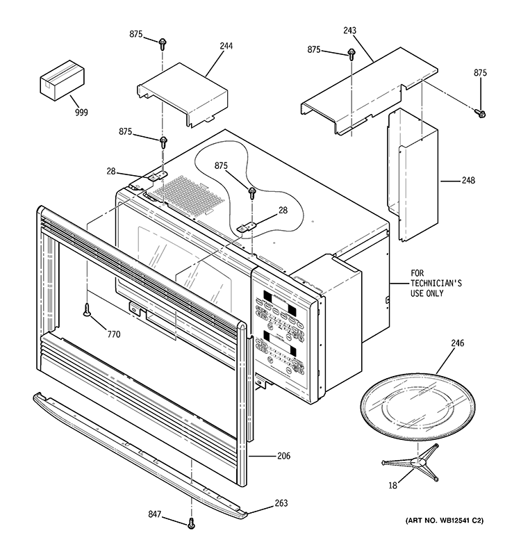 MICROWAVE ENCLOSURE Diagram and Parts List for PT970SR2SS  General Electric Microwave Oven Combo