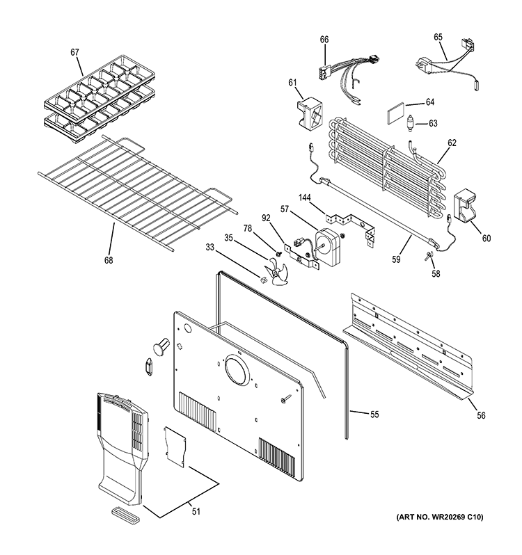 FREEZER SECTION Diagram and Parts List for GTH21GBECC  General Electric Refrigerator