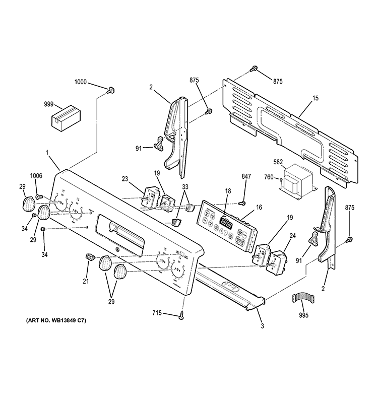 CONTROL PANEL Diagram and Parts List for JB640SIR8SS  General Electric Range