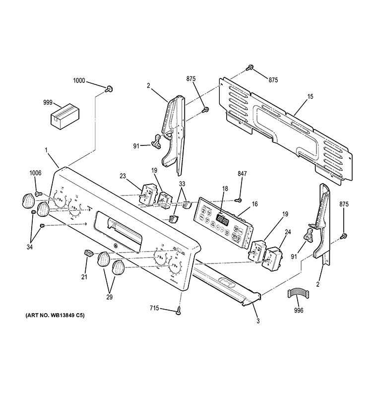 CONTROL PANEL Diagram and Parts List for JB640SR8SS  General Electric Range