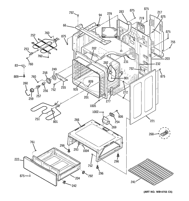 BODY PARTS Diagram and Parts List for JBP66SM9SS  General Electric Range